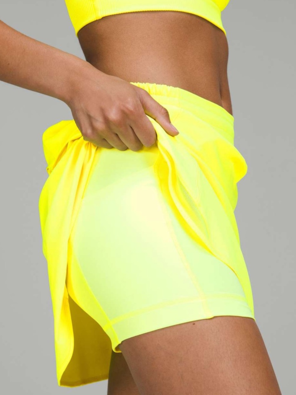 Lululemon Hotty Hot Neon Yellow Skort Skirt long Size 8 - Picture 10 of 13
